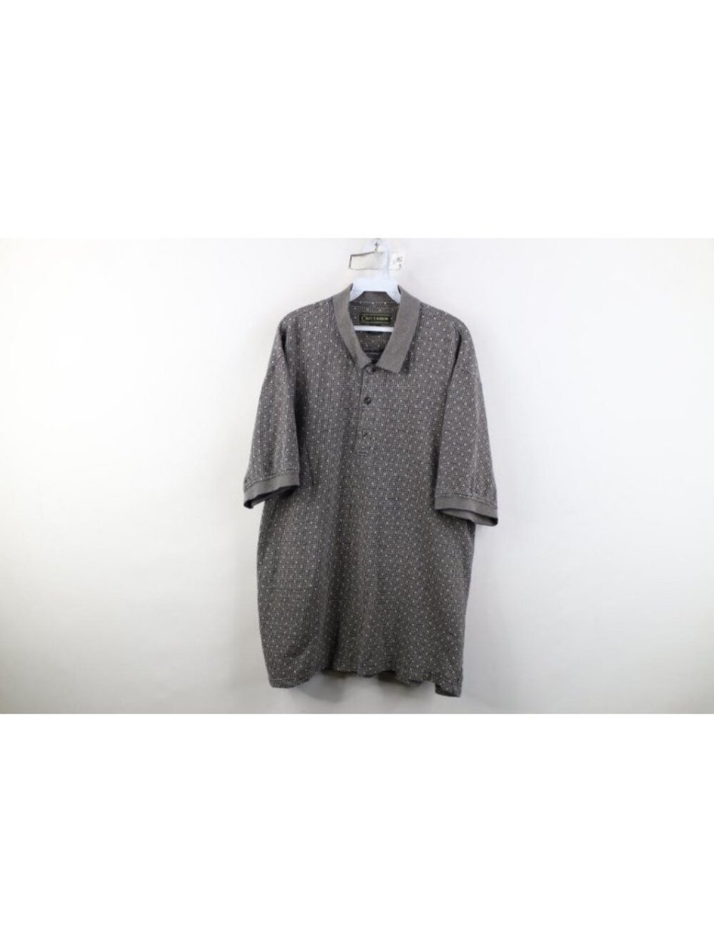 Vintage 90s Streetwear Mens XL Faded Cotton Knit Houndstooth Golf Polo Shirt